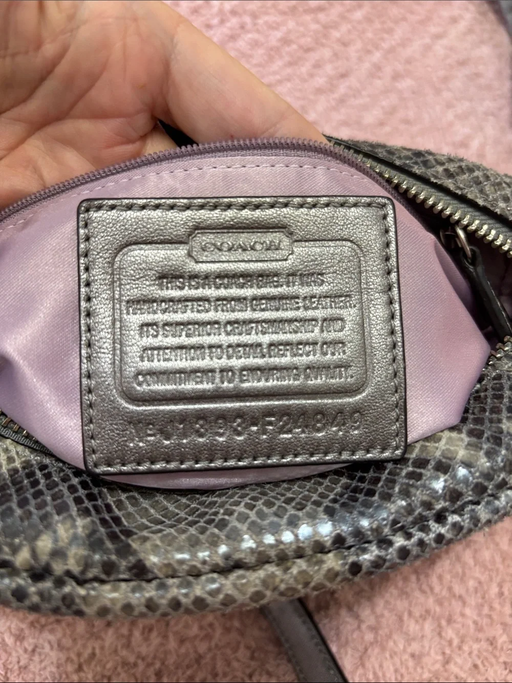 Coach Women’s Snake-Embossed Crossbody Bag in Gray